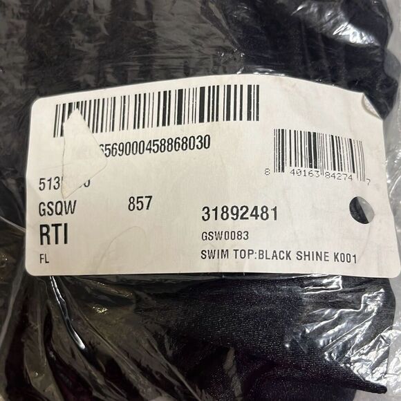 Good American 5 US 2X Better Band Swim Bikini Top Black High Shine Bandeau NWT - Picture 9 of 9